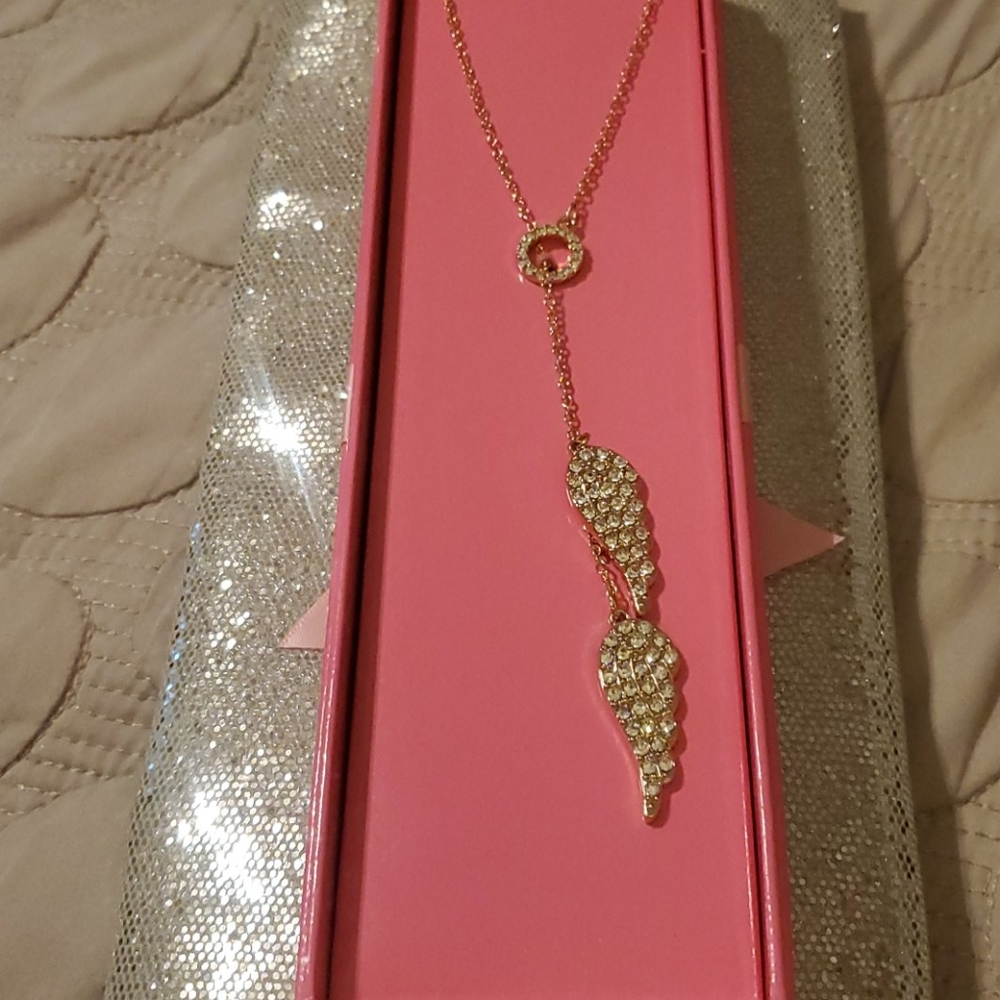 Victoria's secret rhinestone angel wing necklace